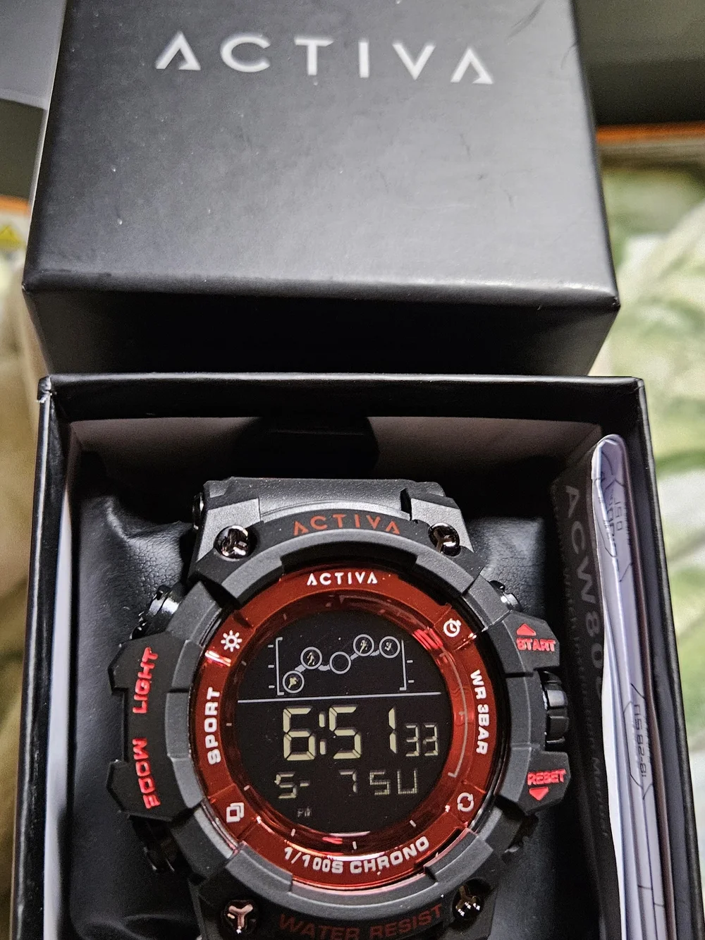 NWT Activa by Invicta Men's Digital Chronograph Sport Watch – Black & Red